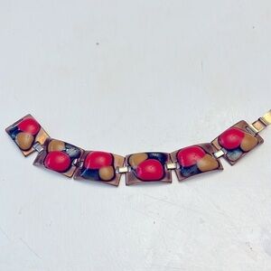 Kay Denning MCM Enamel on Copper Bracelet Vintage Signed